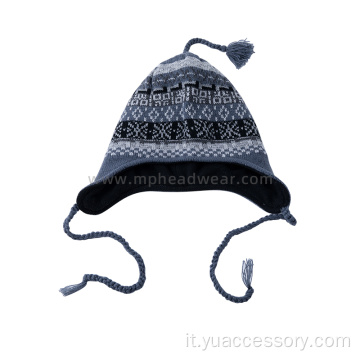 Cappello con paraorecchie 100% acrilico Pom Pom per esterni